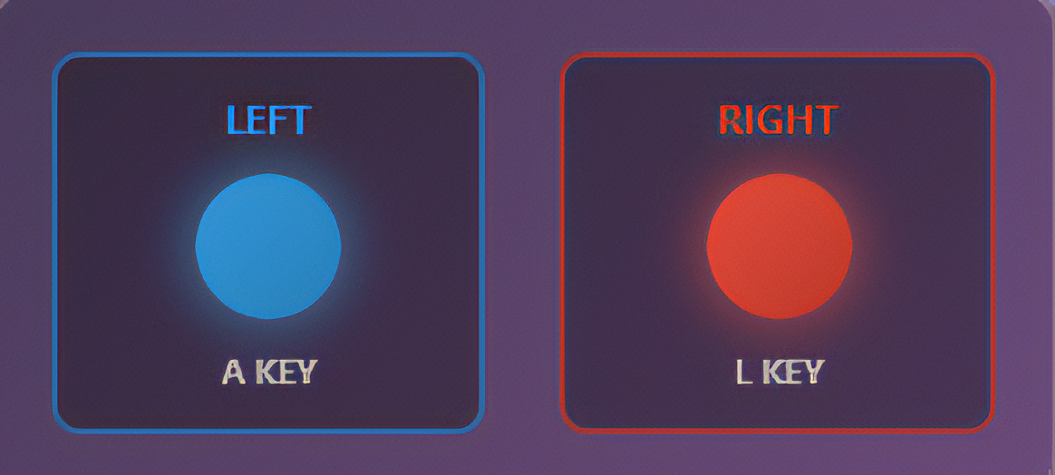 Split screen showing two independent reaction streams with left and right visual targets requiring simultaneous monitoring