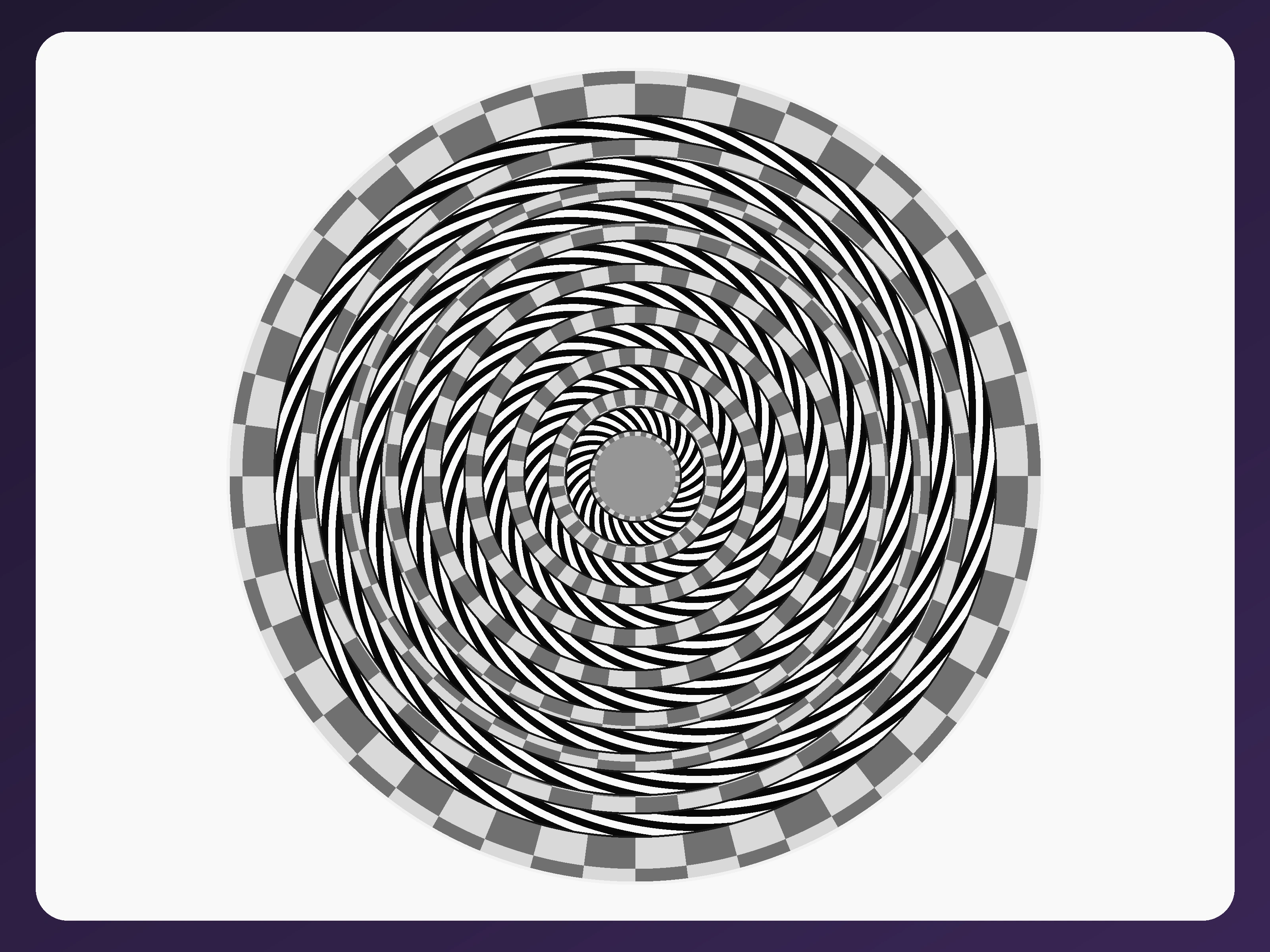 Fraser Spiral illusion showing concentric black-and-white twisted cords that appear to form a spiral
