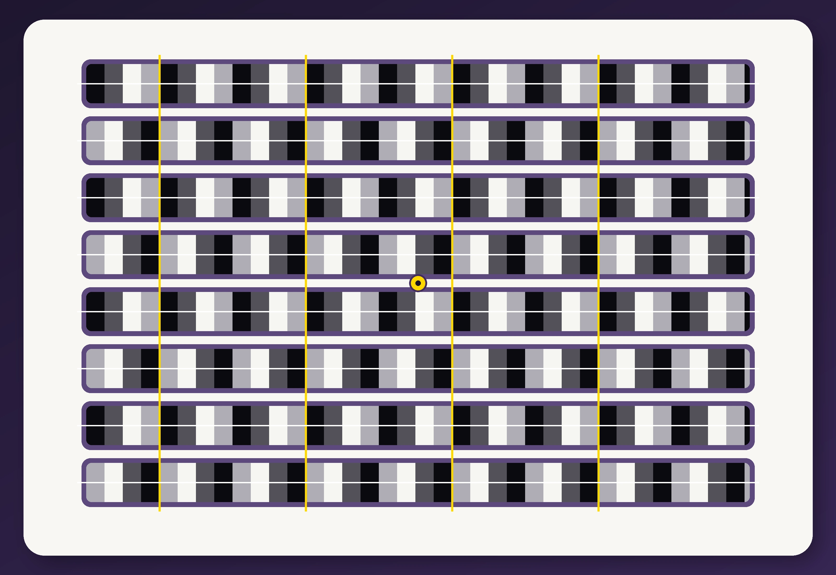 Proof of the Peripheral Drift illusion with fixed vertical and horizontal guides drawn over the unchanged static pattern