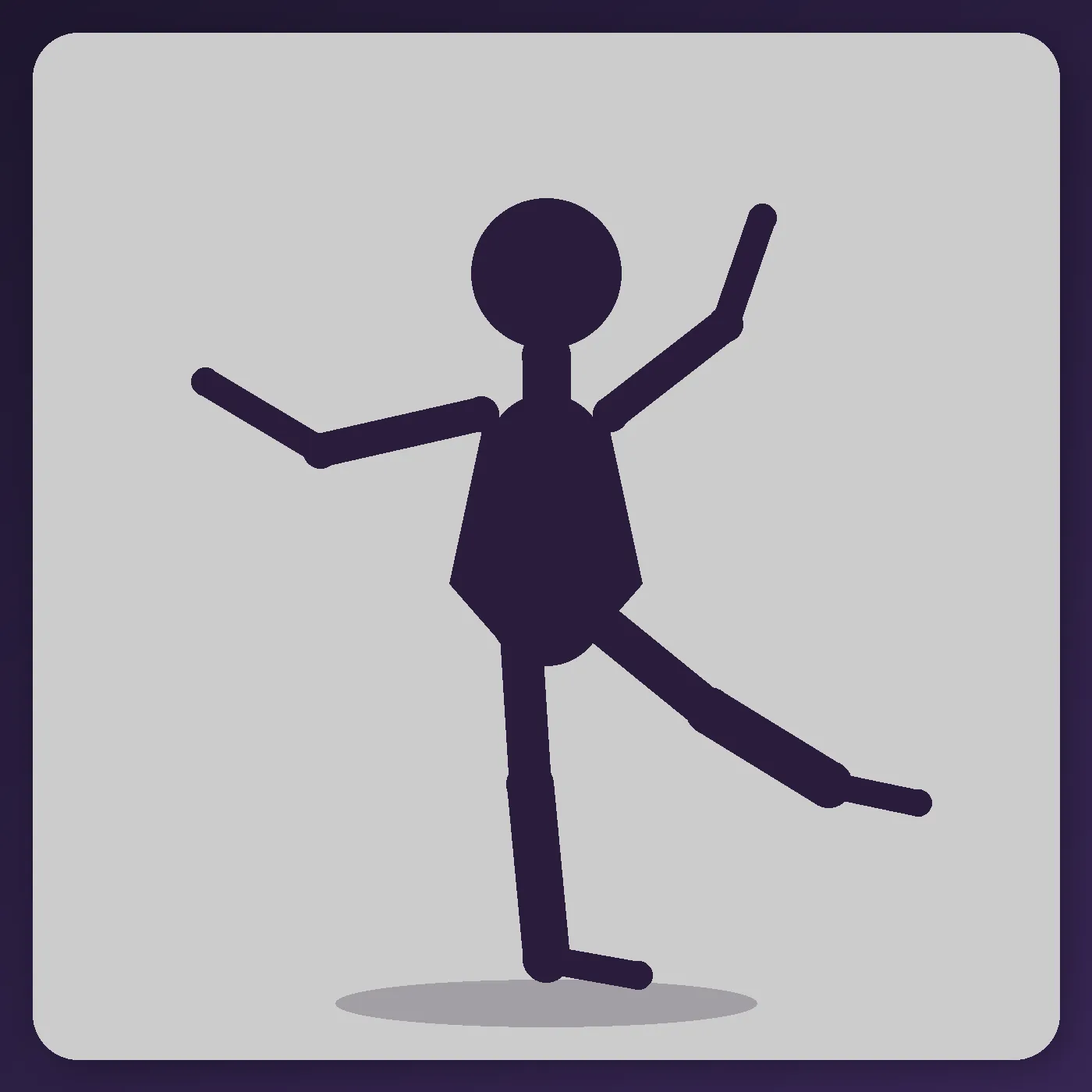 Original animated silhouette of a dancer that can appear to spin clockwise or counterclockwise