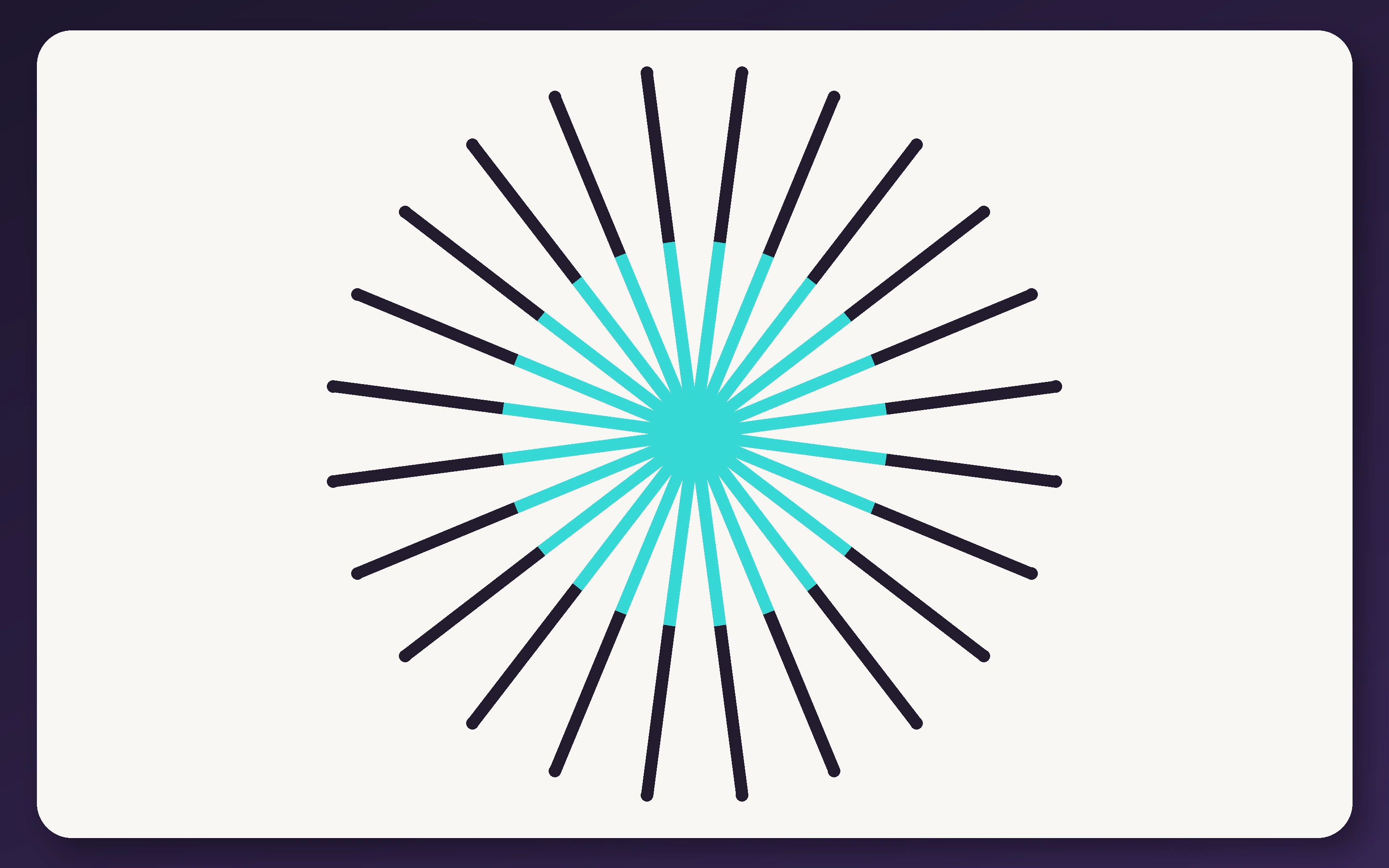 Subjective Neon illusion showing cyan inner spoke segments continuing into dark outer spokes and creating an unwritten luminous circle