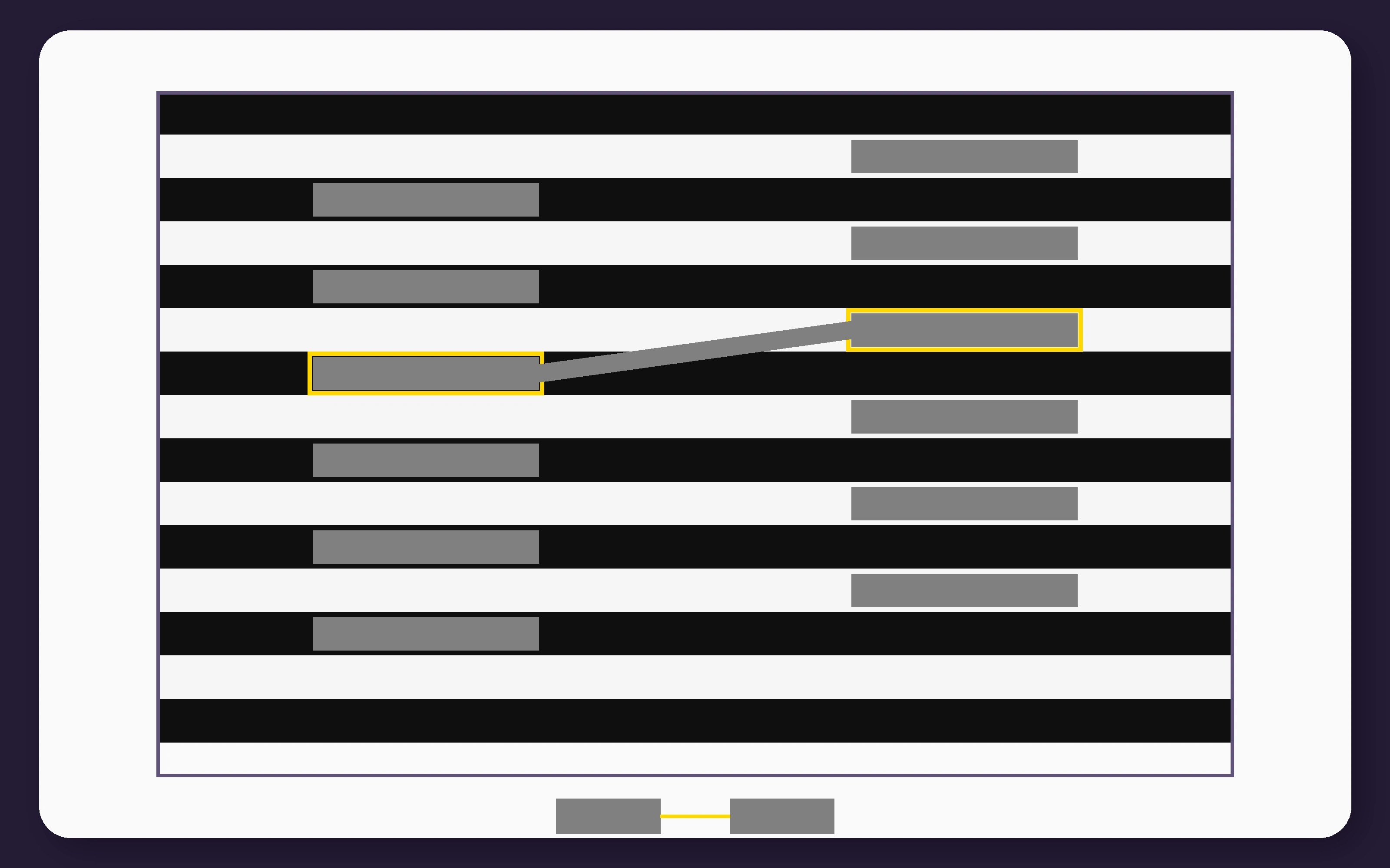 Proof of White’s illusion showing two gray bars connected by one continuous identical gray strip, with matching gray swatches below