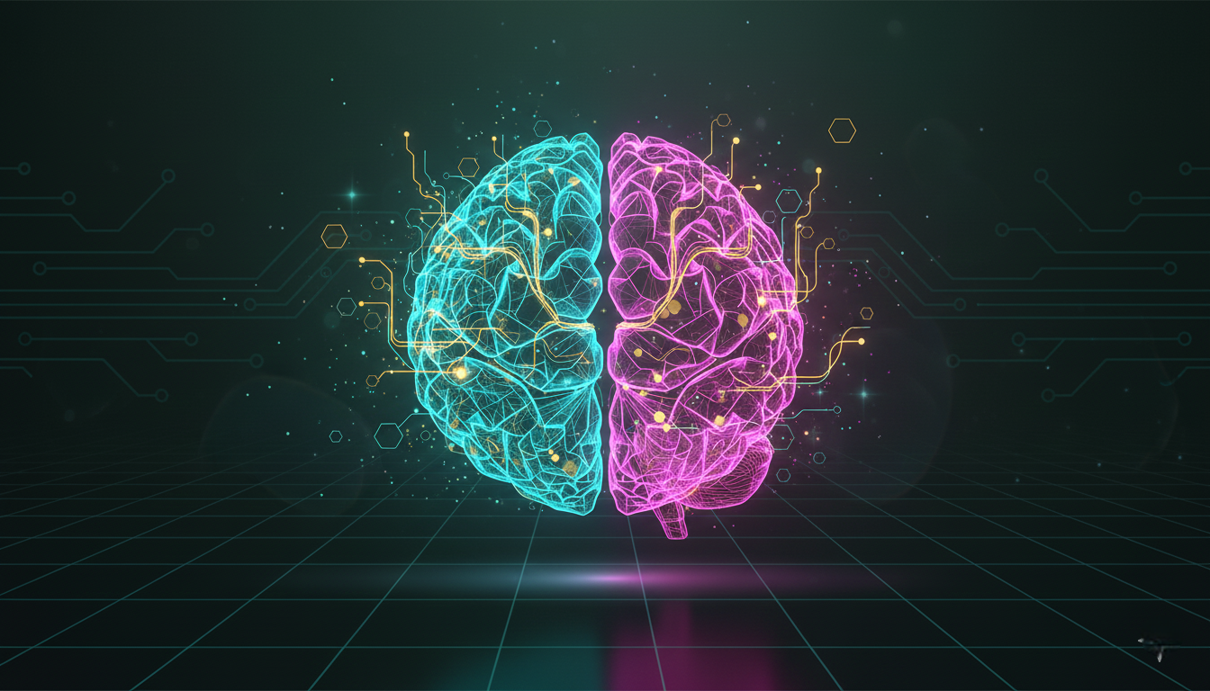 Digital brain with glowing neural connections representing memory training and cognitive improvement
