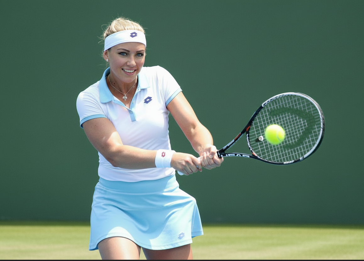 Tennis player hitting a ball